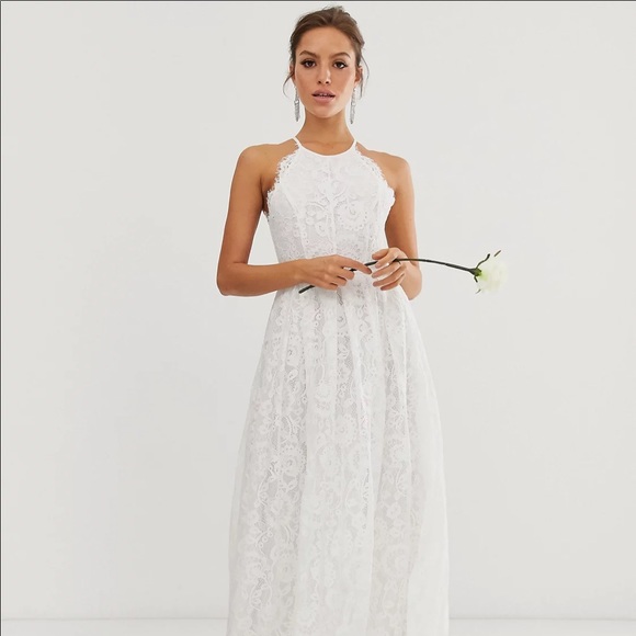 ASOS Lace Halter Neck Maxi Wedding Dress - Picture 1 of 12